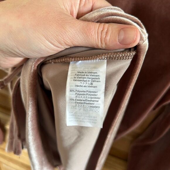 Madewell Small Blouse Taupe Pink Velvet Ballet Wrap Top Long Sleeve Tie Shirt - Picture 10 of 10